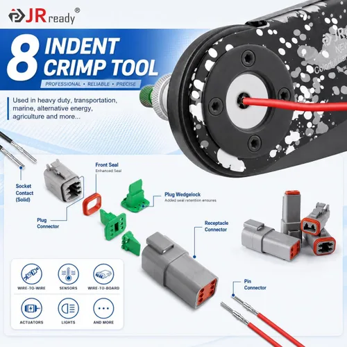 Vista 6 de JRready DW5009-2 Kit de conectores DT, herramienta de crimpado Deutsch con contacto de pasador sólido