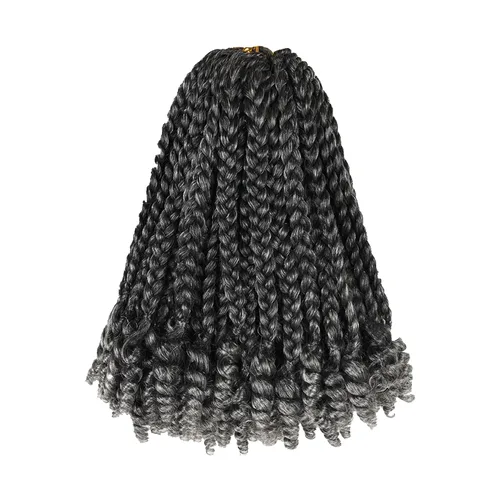 Vista 9 de 7 paquetes de extensiones de cabello diosa con extremos rizados, extensiones de cabello azul degradado para mujeres negras y bebés niños