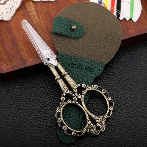 Vista 3 de YOUGUOM Tijeras de tejer con estuche, tijeras de ganchillo para roscar tijeras de coser para bordar, manualidades, punto de aguja, pequeñas tijeras