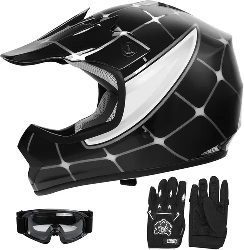 Vista 15 de SLMOTO - Casco DOT para niños y jóvenes de motocross, casco de motocicleta de calle, casco de bicicleta de tierra, motocross, ATV, casco con diseño
