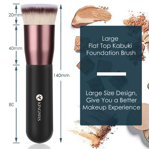 Vista 9 de KINGMAS Brochas de maquillaje de doble punta y brocha de base plana