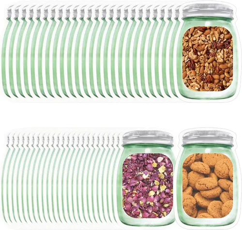 Vista 8 de 100 piezas de bolsas para botellas de tarro de albañil, 2 tamaños de bolsas reutilizables decorativas para aperitivos, bolsas de almacenamiento