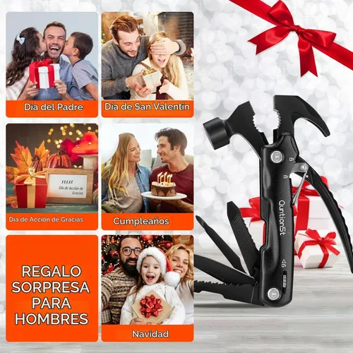 Vista 2 de Regalos para hombres, multiherramienta de martillo 12 en 1, rellenos de calcetines para hombres, rellenos de calcetines de Navidad para adultos