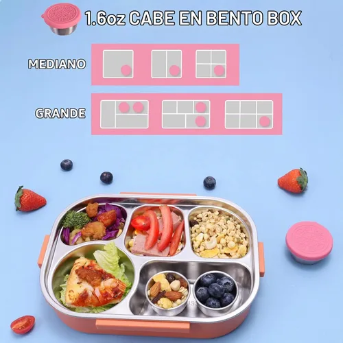 Vista 2 de Recipiente Para Aderezo De Ensalada Para Llevar, 6x1.6oz Recipientes De Salsa De Aderezo Para Lonchera, Recipientes Pequeños De Condimentos De Acero