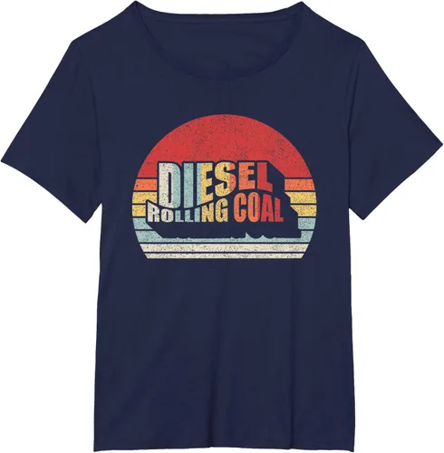 Vista 13 de Camiseta de camión diésel con motor diésel retro y divertido de carbón, Negro