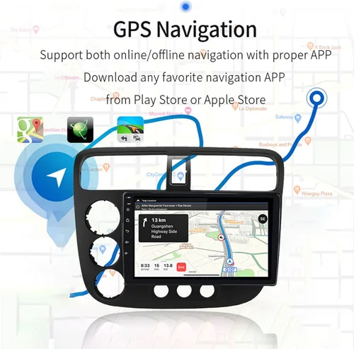 Vista 4 de para 2001-2005-Honda-Civic-Radio, Carplay inalámbrico y Android Auto 2G RAM