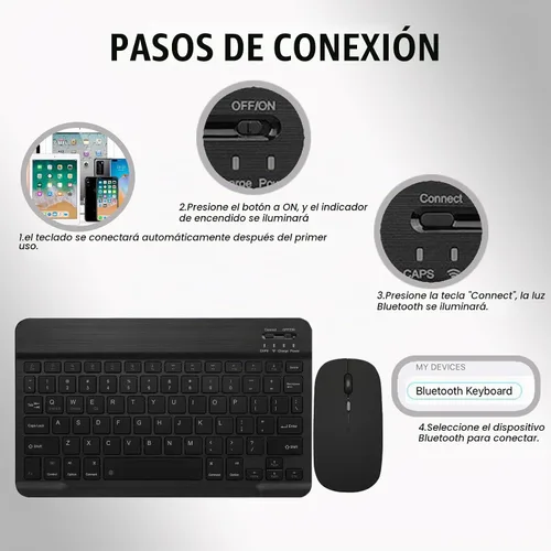 Vista 3 de Funda de teclado para Samsung Galaxy Tab S10 Lite / S10 FE / S9 FE / S9 10.9-11 pulgadas - Ratón y teclado desmontable, funda protectora delgada