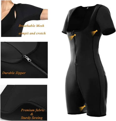 Vista 4 de ALVAGO - Traje de sauna para pérdida de peso para mujer neopreno para adelgazar con mangas