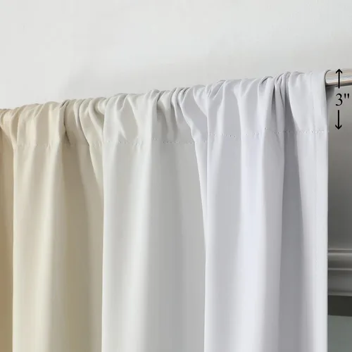 Vista 6 de Estelar Textiler Cortinas oscurecedoras beige y blanco grisáceo de 45 pulgadas de largo, cortinas graduadas con bloqueo de luz para baño, cortinas