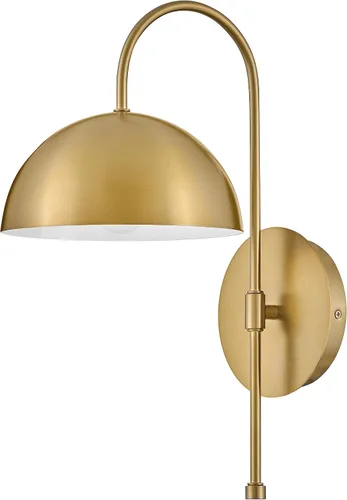 Vista 5 de Lark Lou - Aplique de pared individual, cuello de cisne delgado, pantalla de cúpula, interruptor de encendido/apagado, latón lacado
