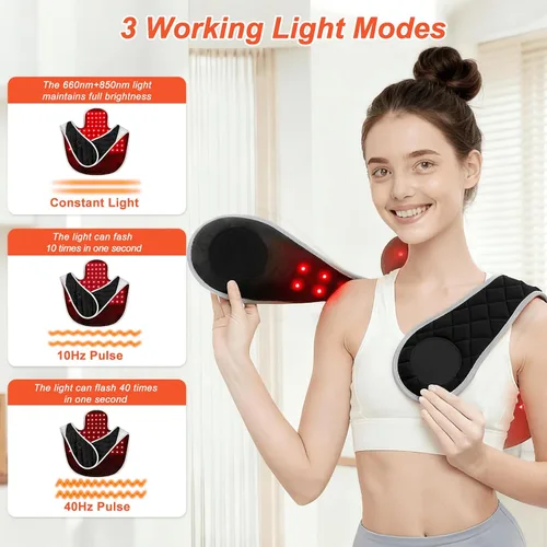Vista 3 de Terapia de luz roja para cuello y hombros 3-en-1 con perla LED de 660nm y 850nm, cinturón de terapia de luz infrarroja para cuello, cintura