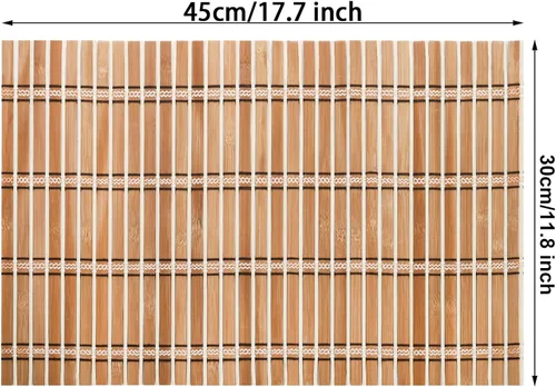 Vista 2 de Coloch Paquete de 8 manteles individuales de bambú natural, rústico, antideslizante y resistente al calor, para cocina, comedor, protección de mesa