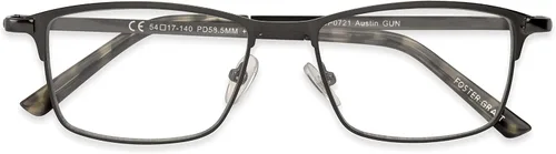 Vista 5 de Foster Grant mens Austin Pop of Power Bifocal Style Blue Light Rectangular Reading Glasses