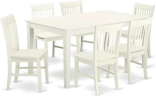 Vista 14 de East West Furniture CANO6-LWH-W - Juego de mesa de comedor moderno de 6 piezas que contiene una mesa rectangular de madera y 4 sillas de comedor