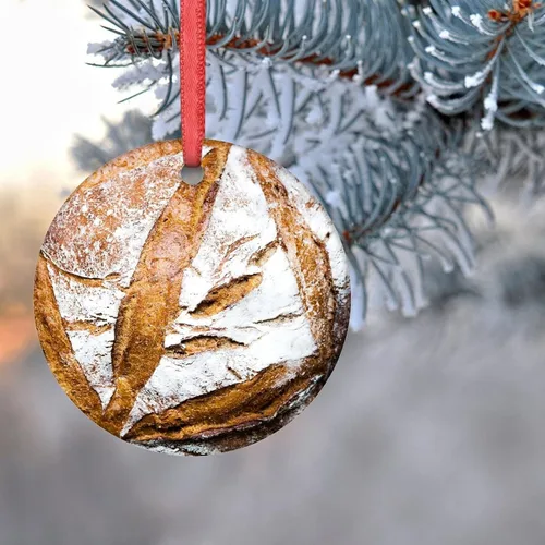 Vista 7 de Decoraciones navideñas de pan de masa madre para árbol, divertidos adornos de comida 2022, recuerdo conmemorativo colgante de vacaciones, regalos