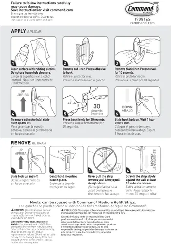 Vista 9 de Command Ganchos medianos de diseño, 6 ganchos y 12 tiras, ganchos de pared colgantes sin daños con tiras adhesivas, ganchos adhesivos para colgar