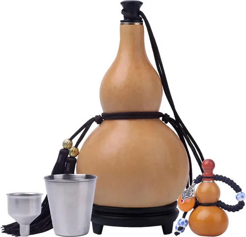 Vista 9 de Botella de calabaza natural, botella de agua al aire libre, botella de vino, se puede utilizar para decoración de interiores, 16.9 fl oz-50.7 fl oz