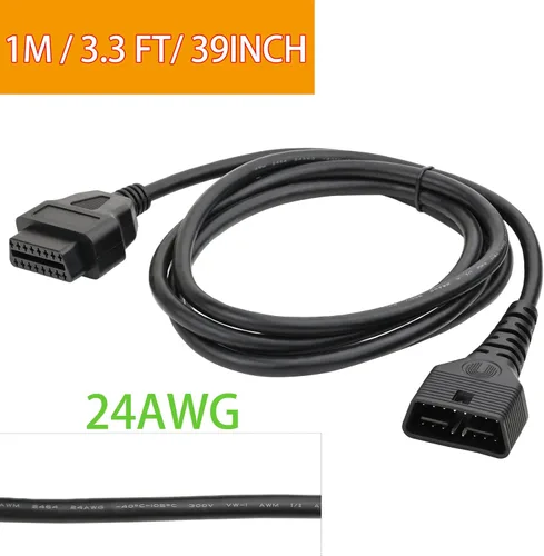 Vista 3 de iKKEGOL Cable cordón de extensión OBD2 OBD II macho a hembra completo de 16 pines, adaptador de herramienta de diagnóstico para auto coche vehículo