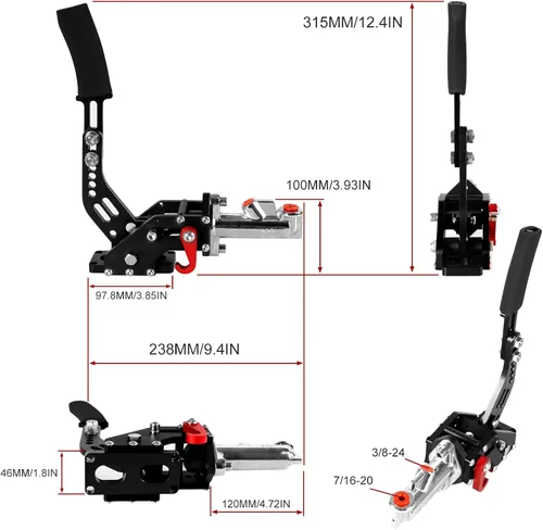 Vista 2 de Universal Racing Freno de mano hidráulico Drift E-Brake Manija de estacionamiento Freno de emergencia Palanca de engranajes Negro