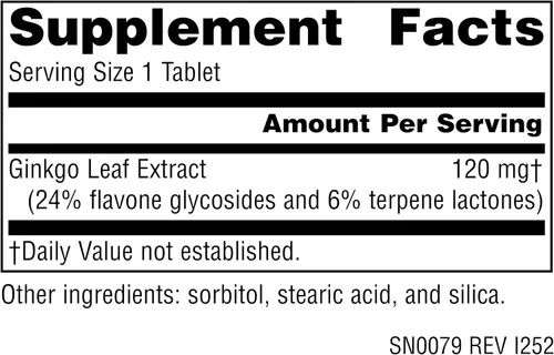 Vista 2 de Source Naturals Ginkgo-24 - Extracto de planta de ginkgo biloba, 120 mg - 60 tabletas