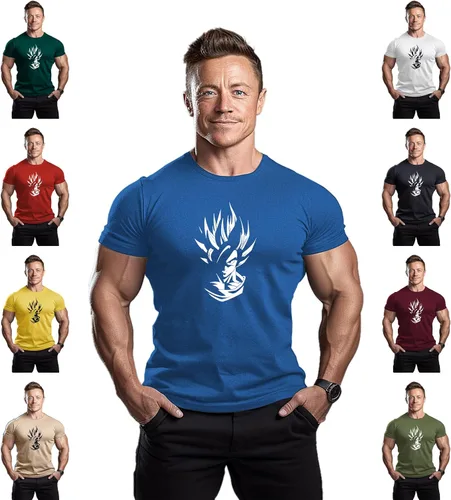 Vista 3 de ReedCA Super Saiyan 1 - Mens Bodybuilding T-Shirt - Gym Training Top Fashion Workout Shirts Hipster Shirt Fitness
