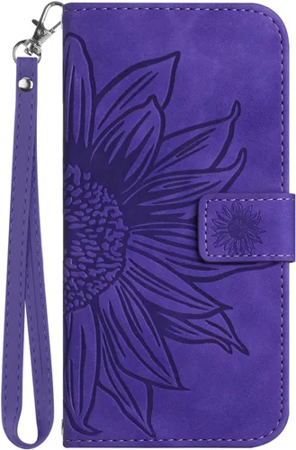 Vista 8 de XYX Wallet Case Compatible with Honor X7, Emboss Half Flower Floral PU Leather Flip Protective Case with Wrist Strap Kickstand for Honor X7, Deep