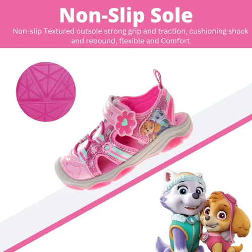 Vista 4 de Nickelodeon Skye Everest Beach - Zapatos iluminados de la Patrulla Canina para niñas, sandalias de verano, zapatos de agua para niños, correa