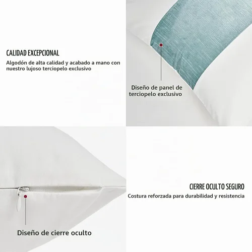 Vista 4 de EVERGRACE x Kinsey Walsh Fundas de almohada de panel de terciopelo de algodón de firma, juego de 2, fundas de almohada decorativas de 20"x20