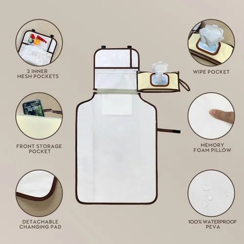 Vista 2 de Cambiador de pañales portátil, cambiador de pañales portátil para bebé, cambiador de viaje desmontable para niñas y niños recién nacidos, cambiador