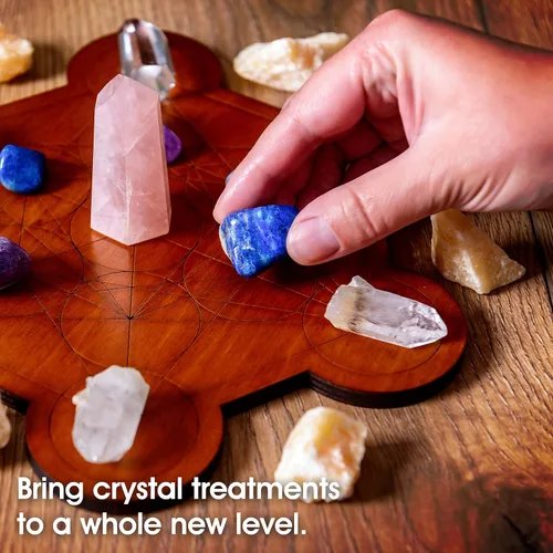 Vista 8 de Tablero de rejilla de cristal para piedras, cubo de Metatrón de 10 pulgadas de diámetro, tablero de geometría sagrada, amplifica el poder de tus