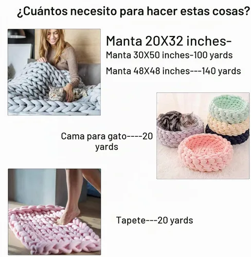 Vista 2 de Hilo de Algodón Grueso para Tejer con los Brazos Crochet Super Saver Jumbo Gigante Voluminoso Premier Hilo para Hacer Mantas para Casa de Mascotas