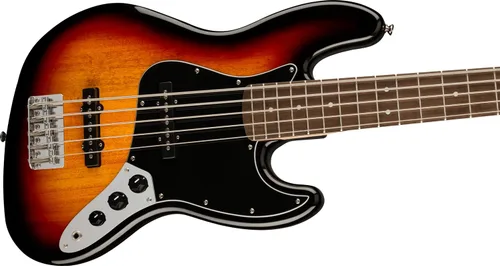 Vista 4 de Squier Affinity Series Jazz Bass de 5 cuerdas, 3 colores Sunburst, diapasón de laurel