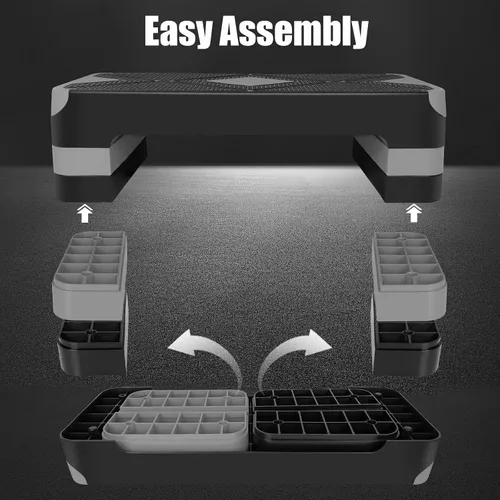 Vista 3 de Adjustable Exercise Workout Aerobic Stepper Step Platform Trainer
