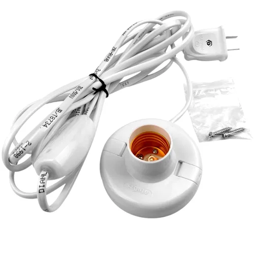 Vista 8 de 1 cable de luz colgante blanco E27 enchufe de bombilla a 2 clavijas con interruptor de encendido/apagado (cable de soporte de lámpara de 3M)