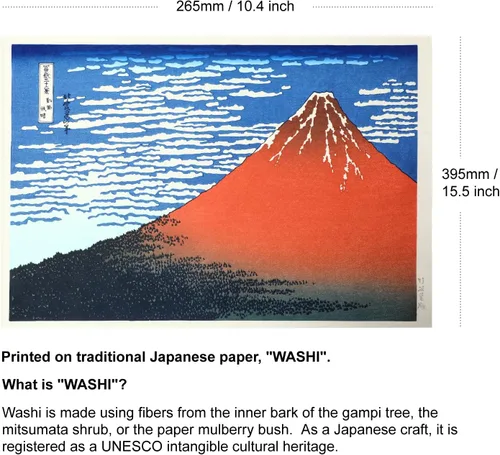 Vista 5 de MUSEO DE JAPÓN, Katsushika Hokusai, Fine Wind Clear Weather Red Fuji, arte japonés, arte Ukiyo-e, impresión de madera genuina impresa a mano, papel