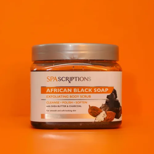 Vista 2 de SpaScriptions African Black Soap Sugar Scrub - Exfoliante corporal desintoxicante con manteca de karité y carbón, ideal para pieles grasas