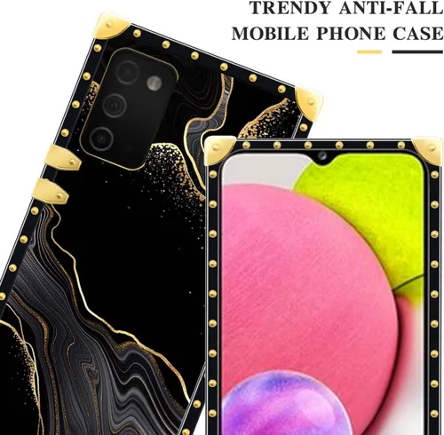 Vista 2 de Funda compatible con Samsung Galaxy A03S 4G, TPU suave de lujo y parte trasera de policarbonato duro para niñas y mujeres, funda protectora a prueba