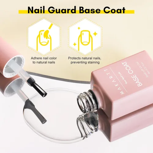 Vista 4 de Kit de capa base y capa superior de gel Makartt: Esmalte de uñas transparente, brillante, sin necesidad de limpieza, resistente a manchas, capa