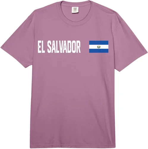 Vista 3 de EL Salvador National Flag Retro Distressed Patriotic Comfort Colors Adult Heavyweight T-Shirt