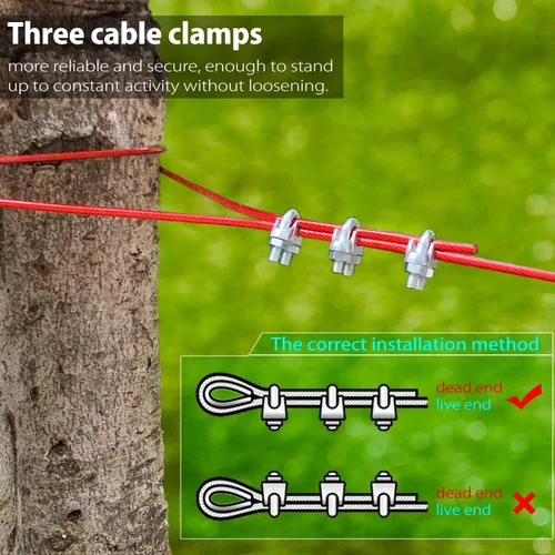 Vista 5 de Sistema de carro aéreo resistente para perros pequeños a grandes, cable de funcionamiento de 100 pies/75 pies con cable de pasillo de 10 pies, ideal