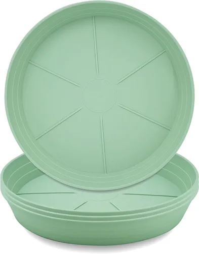 Vista 9 de Plato para macetas de 10 a 25 pulgadas, bandejas de riego extra profundas para macetas, bandeja de drenaje pesada para interiores sin agujeros, 4