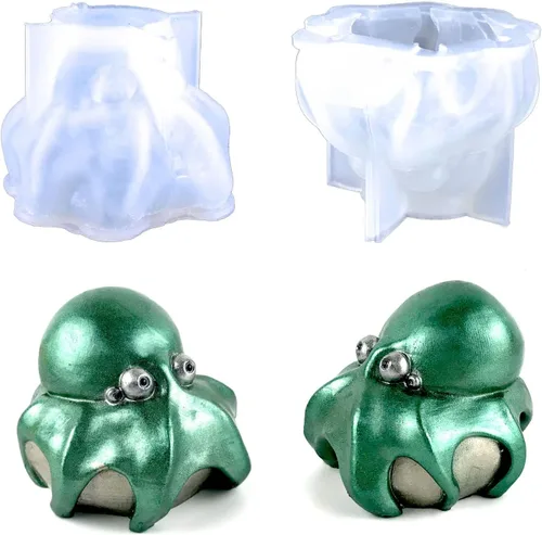 Vista 12 de Molde de resina de pulpo, Gasusen 3D de animales marinos grandes, pulpo, moldes de silicona para fundición de resina epoxi, adornos colgantes