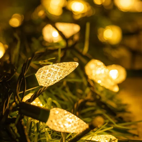 Vista 4 de Dazzle Bright C6 - Tira de luces de Navidad, 200 luces LED de 66 pies, impermeables, conectables con temporizador, 8 modos de luces de Navidad