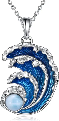 Vista 9 de AXELUNA Collar de plata de ley con ondas oceánicas para mujeres, niñas, madre y esposa Collar de brújula