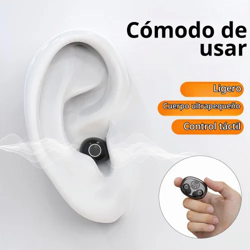 Vista 2 de Pequeños auriculares invisibles para dormir, inalámbricos más pequeños, Bluetooth, de perfil bajo, microdiminutos y discretos, con micrófono
