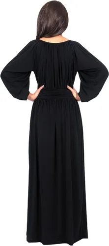 Vista 5 de KOH KOH Manga para mujer, estilo campesino, estilo vintage, cintura imperio, plisada, otoño