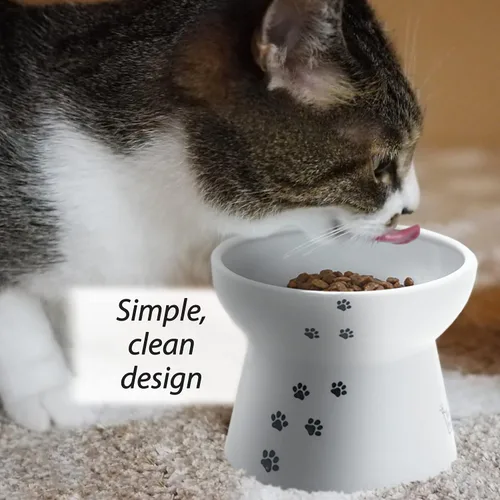 Vista 7 de Necoichi Cuenco elevado de comida para gatos sin estrés, elevado, prevención de reflujo, apto para lavavajillas y microondas, vendedor número 1