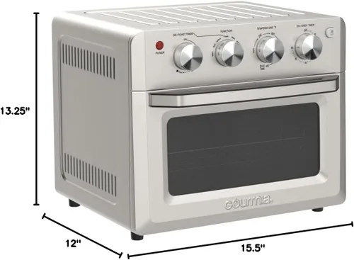 Vista 6 de Gourmia Tostador Horno Air Fryer Combo 7-en-1 funciones de cocción 1550 vatios, capacidad 19.8L, accesorios incluidos estante de convección, cesta