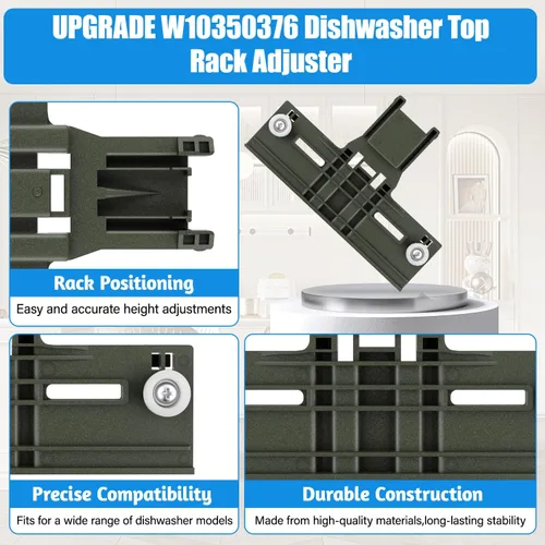 Vista 3 de W10350376 - Ajustador de estante superior para lavavajillas y W10195840 y W10195839 y W10250160 y W10508950 kit de ajuste de lavavajillas compatible