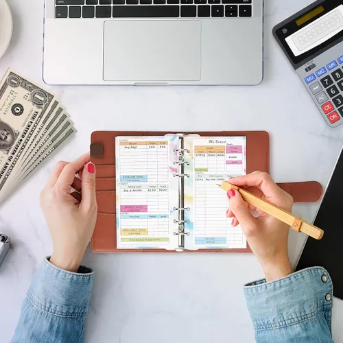 Vista 2 de Toplive Paquete de 3 Papel de Repuesto para Planificador A6 y Hojas de Presupuesto, Planificador Mensual Semanal Hojas Sueltas Insertos 6 Agujeros